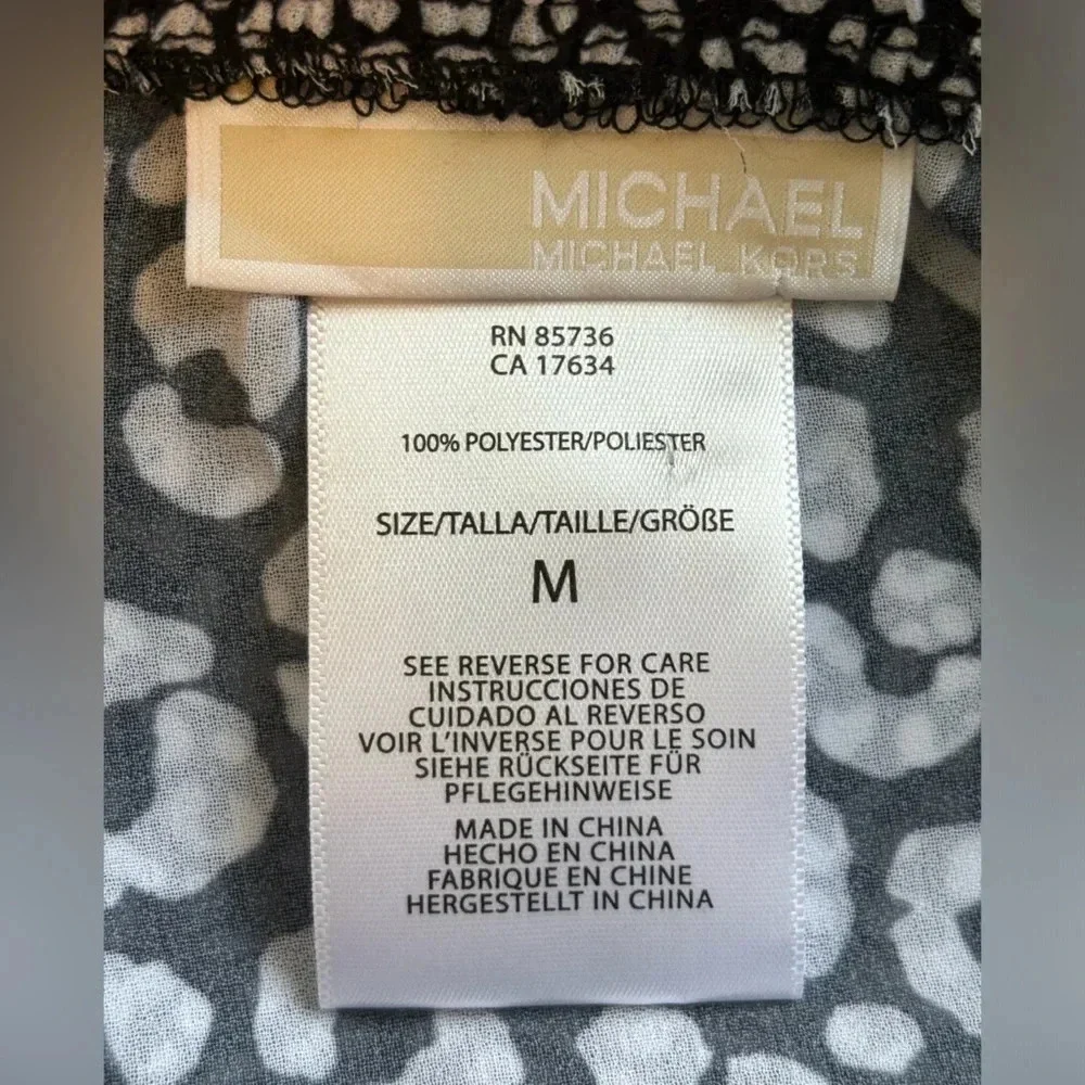 Michael Kors Animal Print Black and White Ruffle Cover Up Skirt Gold Logo Size M